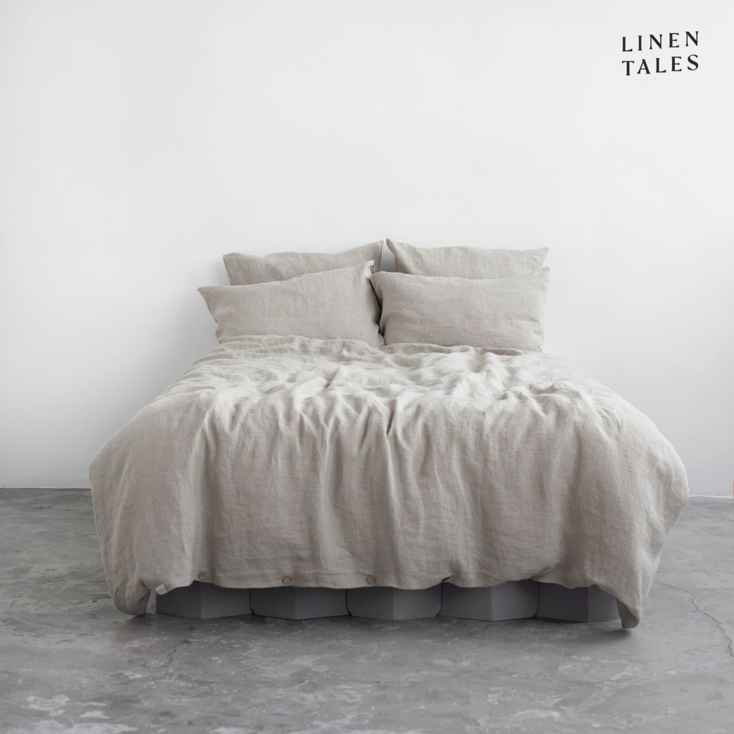 Premium Natural linen duvet set with matching pillowcases, elegantly styled for a soft and breathable sleep experience.
