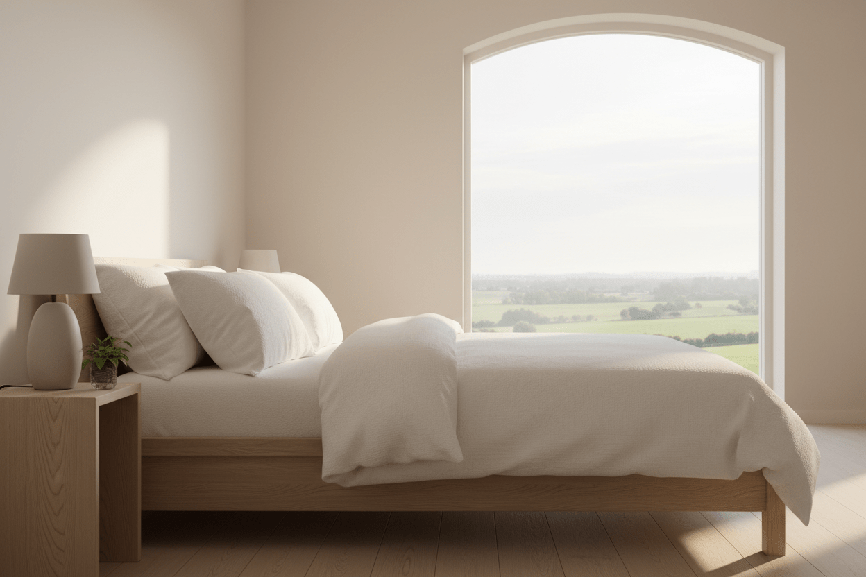 European bedding with organic cotton duvet cover, fitted sheet and pillows without a flat top sheet