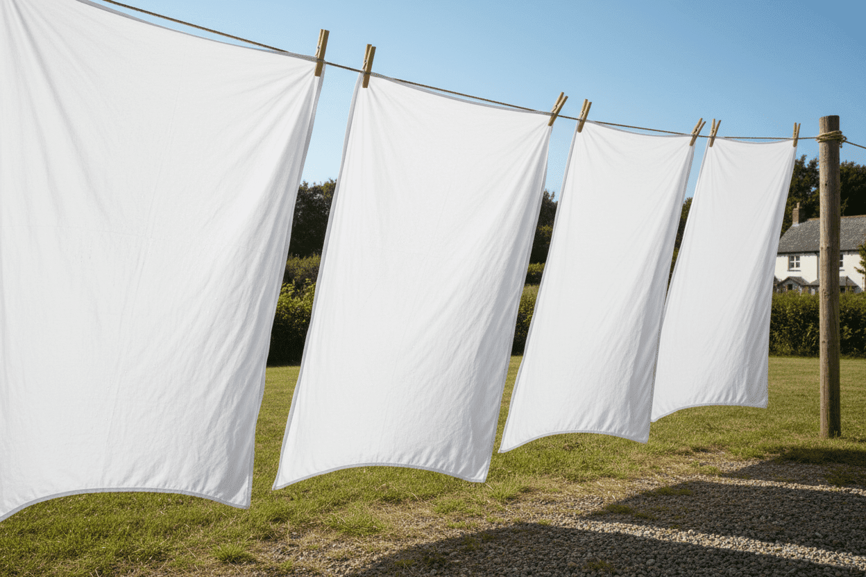 Line Drying Pure Cotton and Linen Bed Sheets