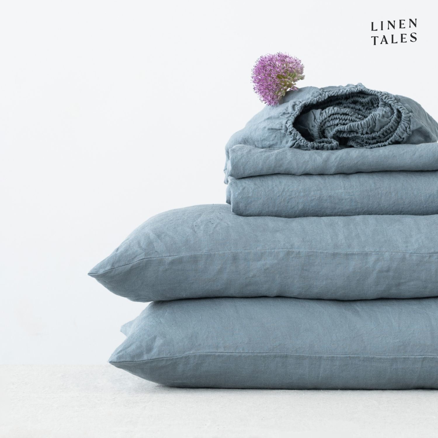 100% Linen Sheet Set – Blue Fog | Cool Serenity & Timeless Style ...